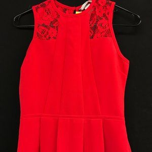 Red Lace Peplum Top